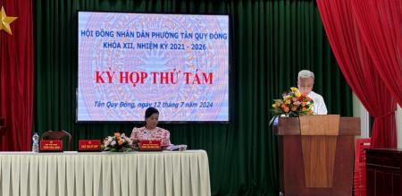Hội đồng nhân dân phường Tân Quy Đông tổ chức kỳ họp thứ 8, khóa XII, nhiệm kỳ 2021 - 2026 Hội đồng nhân dân phường Tân Quy Đông tổ chức kỳ họp thứ 8, khóa XII, nhiệm kỳ 2021 - 2026
